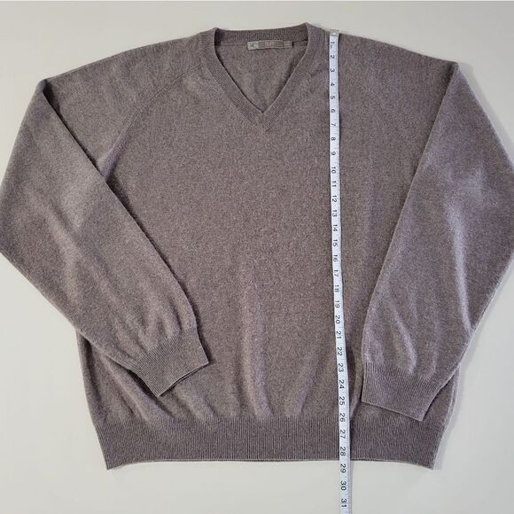 Raffi Men's Cashmere Taupe V-neck Long Sleeve Pullover Sweater - Picture 6 of 13